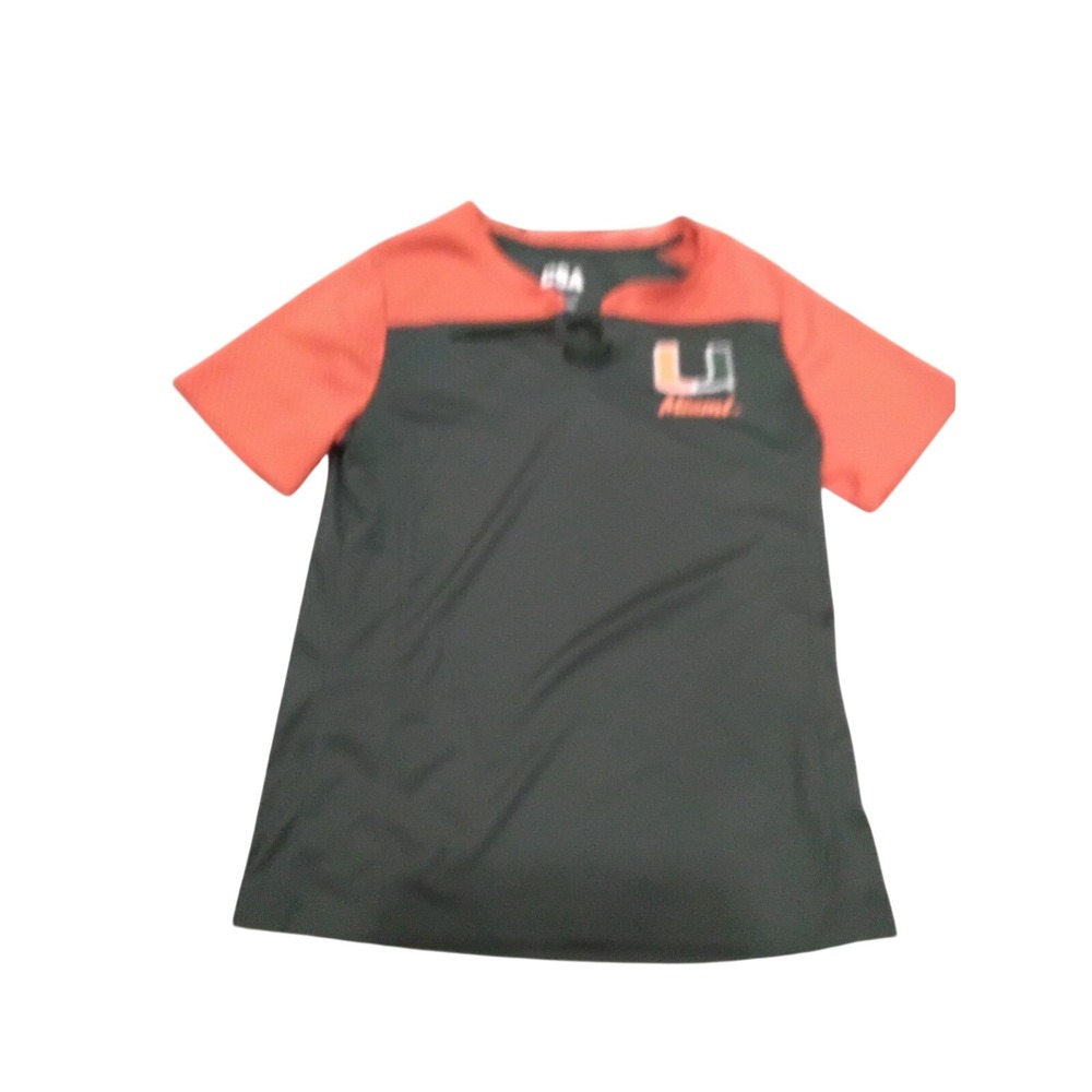 CSA University of Miami Hurricanes Lace Up Activewear Top Green Orange Medium